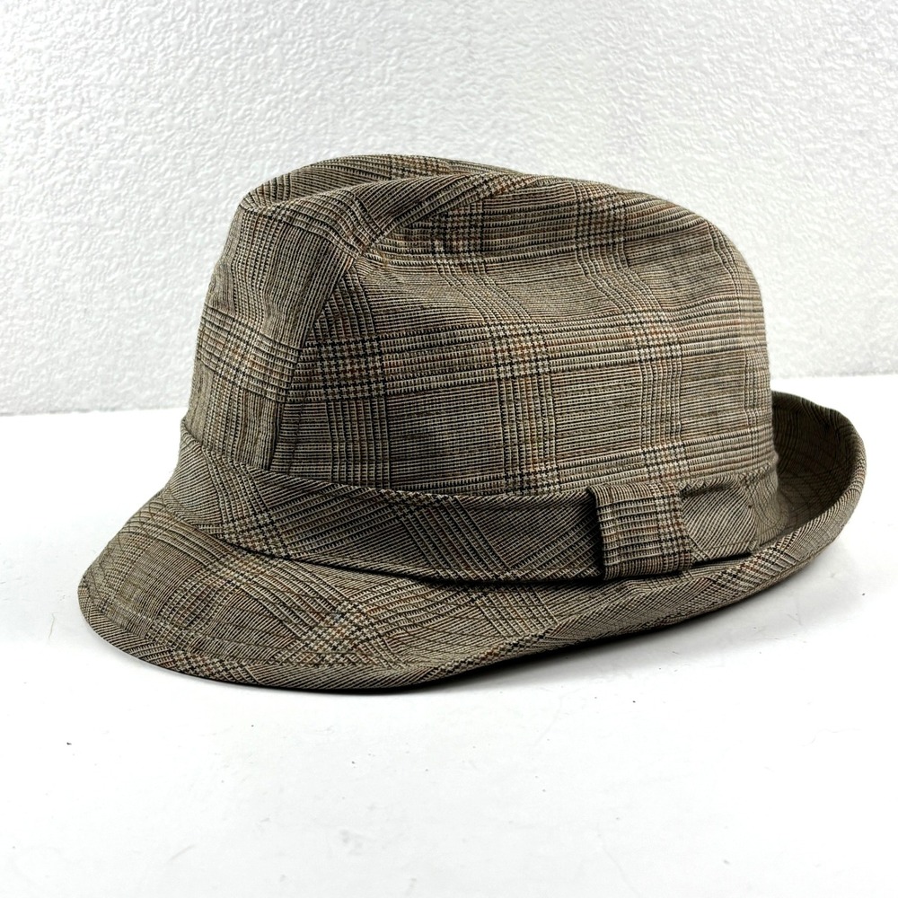 Country Gentleman Fedora Hat Mens One Size Brown Glen Plaid Pinched Heritage
